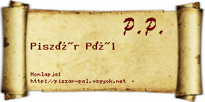 Piszár Pál névjegykártya
